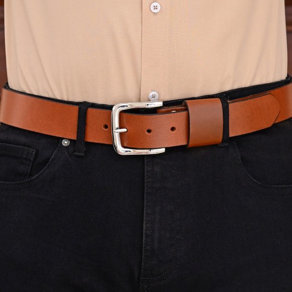 Handcrafted Burnt Orange Full Grain Leather Belt For Men - Free Personalization - Picture 10 of 15